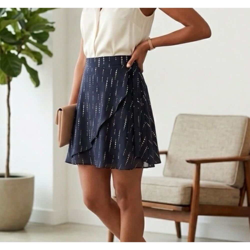 MARYBELLE Skirt Womens Plus 1X Polka Dot A-line Chiffon Ruffle USA Fairy New